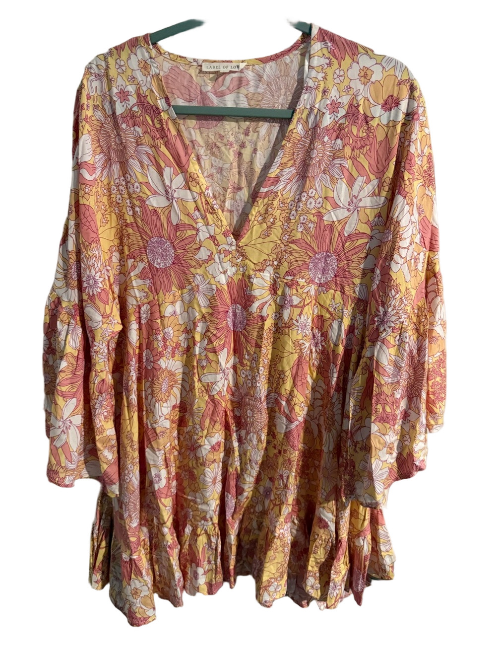 Label of Love Floral Tiered Babydoll Dress — Women’s Large